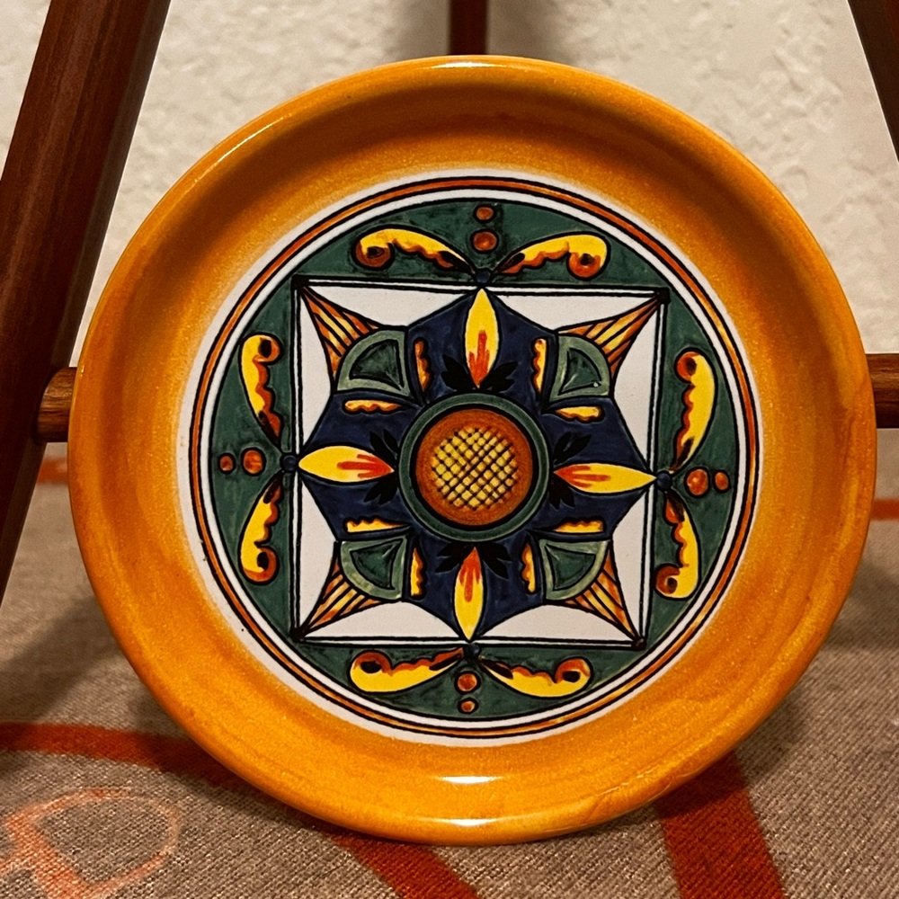 Ceramica Artistica Hand Painted In Italy Wall Plate Trivet Raised